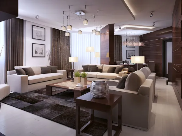 Living room modern interieur — Stockfoto