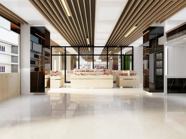 Diseño Interior Una Tienda Perfumería Cosmética Blanco Negro Con Elementos —  Fotos de Stock