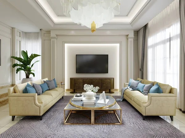 Contemporary drawing room design Stock Photos Royalty Free