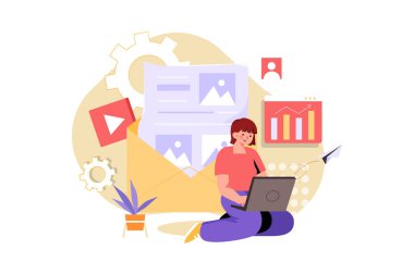 Uzaktan kumandalı pankart, vektör resimleme konsepti. Düz illüstrasyon beyaz arkaplanda izole edildi. 