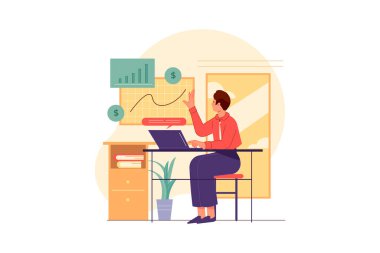 İş haritası, kâr illüstrasyonu konsepti. Düz illüstrasyon beyaz arkaplanda izole edildi. 