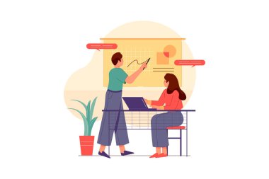 İş haritası, kâr illüstrasyonu konsepti. Düz illüstrasyon beyaz arkaplanda izole edildi. 