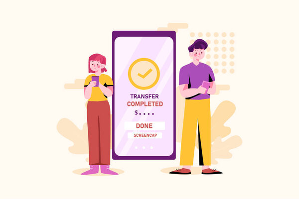 Online money transfer banner, vector Illustration concept. Flat illustration isolated on white background. — Stock Illustration Online Money Transfer Banner Vector Illustration Concept Flat Illustration Isolated — Stock Vector