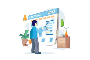 Takvim Illustration konsepti. Düz illüstrasyon beyaz arkaplanda izole edildi. 