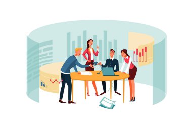 İş haritası, kâr illüstrasyonu konsepti. Düz illüstrasyon beyaz arkaplanda izole edildi. 