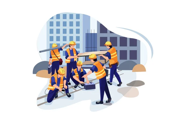 Building Company Illustration Concept Flat Illustration Isolated White Background — Stock Vector