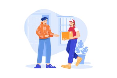 Paket Teslimat Servisi Çizimi konsepti. Düz illüstrasyon beyaz arkaplanda izole edildi