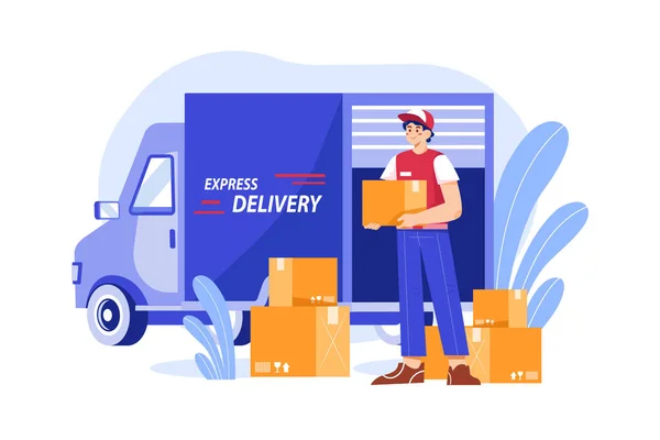 Paket Leverans Service Illustration Koncept Platt Illustration Isolerad Vit Bakgrund — Stockfoto