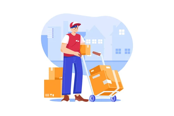 Paket Leverans Service Illustration Koncept Platt Illustration Isolerad Vit Bakgrund — Stockfoto