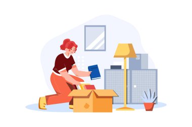 yeni daireye taşınma, dağıtım konsepti, vektör illüstrasyonu