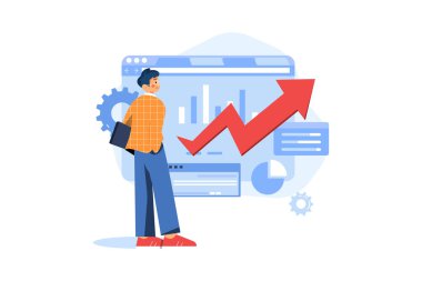 Beyaz arkaplanda düz tasarım konsepti, vektör illüstrasyonu