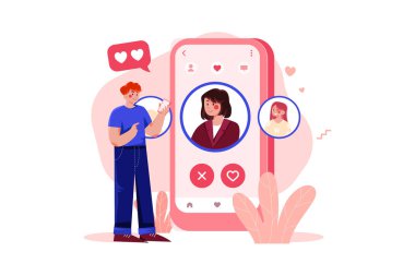 Online Dating Illustration concept. Flat illustration isolated on white background