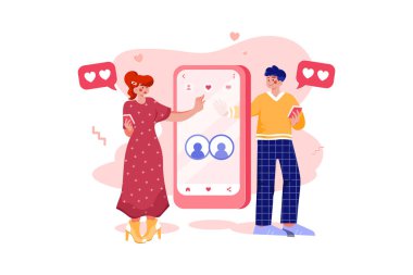 Online Dating Illustration concept. Flat illustration isolated on white background