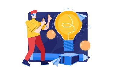 VR, sanal gerçeklik illüstrasyon kavramı. Düz illüstrasyon beyaz arkaplanda izole edildi. 