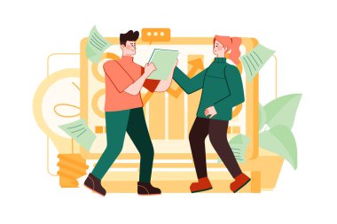 İş Aktiviteleri Çizim Konsepti. Düz illüstrasyon beyaz arkaplanda izole edildi