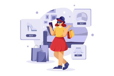Virtual Reality Illustration concept, Experience Metaverse