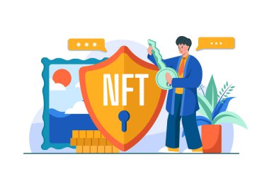Digital World NFT Illustration concept. Flat illustration isolat