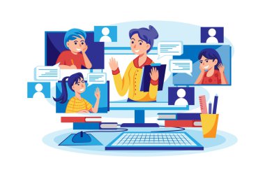 çevrimiçi eğitim konsepti vektör illüstrasyonu