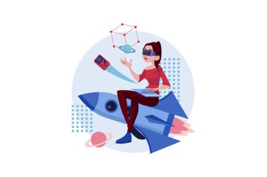 Metaverse and virtual reality Illustration concept. Flat illustration isolated on white background.