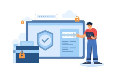 Arama sayfası vektör illüstrasyonundaki adam