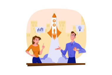 İş Aktiviteleri Çizim Konsepti. Düz illüstrasyon beyaz arkaplanda izole edildi