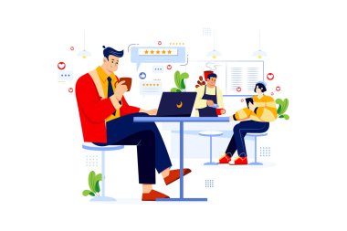 Birlikte çalışan insanlar. düz vektör illüstrasyonu.