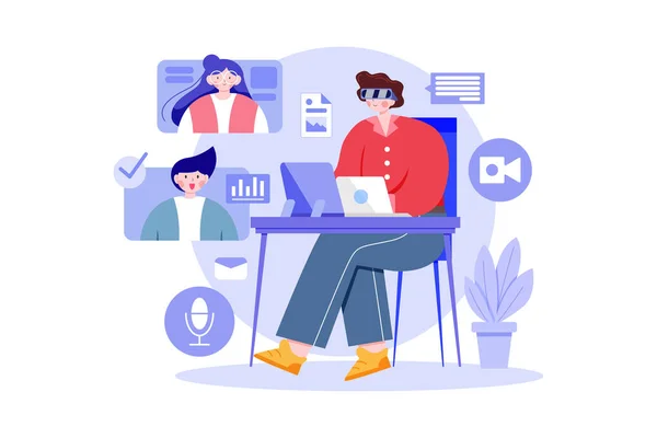 Metaverse Virtual Reality Illustration Concept Flat Illustration Isolated White Background — стоковий вектор