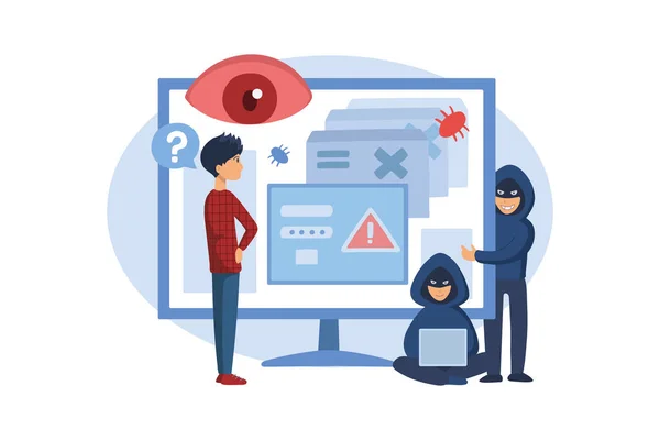 Hacker Attack Concept Vector Illustration —  Vetores de Stock