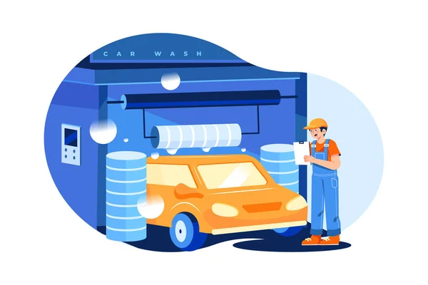 Car Wash Vector Illustration — Stock Vector