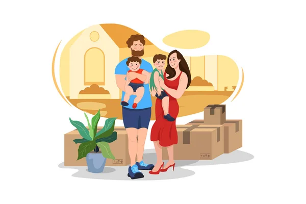 Moving House Illustration Concept Flat Illustration Isolated White Background — Archivo Imágenes Vectoriales