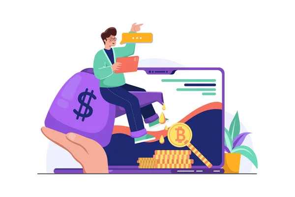 Cryptocurrency Concept Flat Style Vector Illustration — Image vectorielle