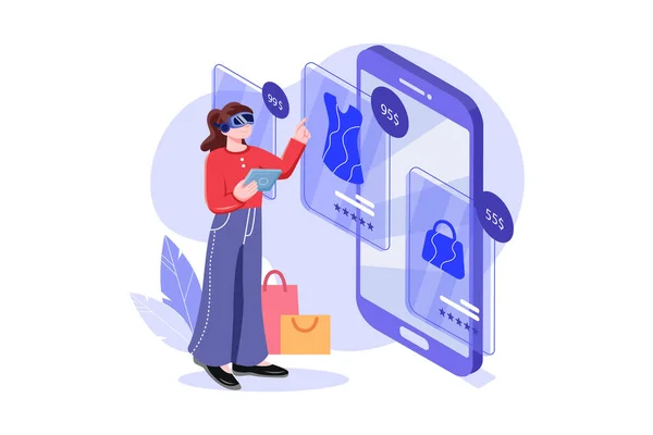 Metaverse ve sanal gerçeklik illüstrasyon kavramı. Düz illüstrasyon beyaz arkaplanda izole edildi.