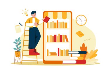 Eğitim Kaynakları Illustration konsepti. Düz illüstrasyon beyaz arkaplanda izole edildi.