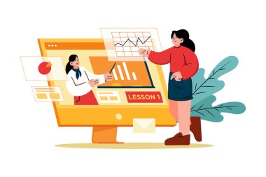 Eğitim Kaynakları Illustration konsepti. Düz illüstrasyon beyaz arkaplanda izole edildi.