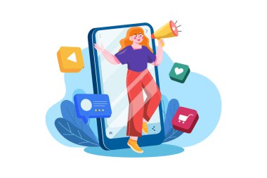 Online Digital Marketing Illustration concept. Flat illustration isolated on white background