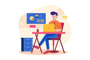 İş Aktiviteleri Çizim Konsepti. Düz illüstrasyon beyaz arkaplanda izole edildi