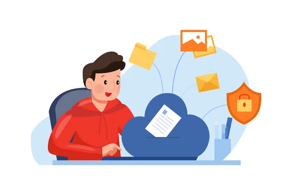 Man Laptop Online Education Vector Illustration — стоковый вектор