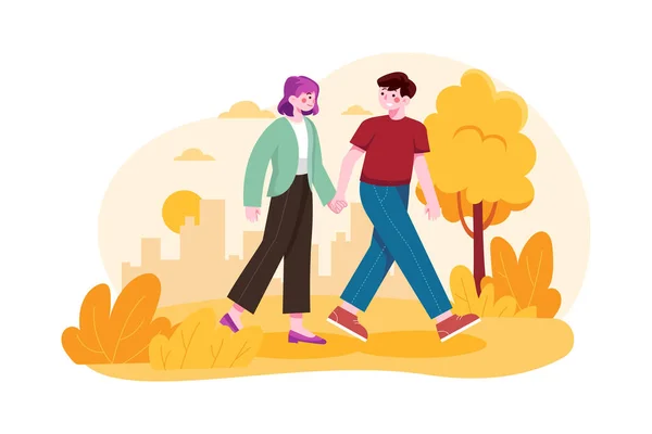 Young Couple Park Characters Vector Illustration Design — Stok Vektör