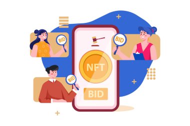 Digital World NFT Illustration concept. Flat illustration isolat