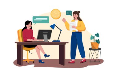 Uzaktan Çalışan Resimler konsepti. Düz illüstrasyon beyaz arkaplanda izole edildi