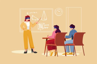 Ofis vektör illüstrasyon tasarımında birlikte çalışan iş adamları