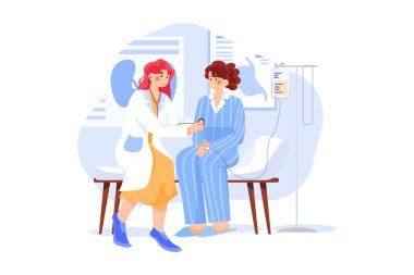Doktor ve hasta hastane kliniği vektör çizimi tasarımı