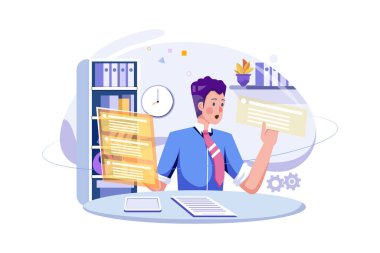 İş Aktiviteleri Çizim Konsepti. Düz illüstrasyon beyaz arkaplanda izole edildi