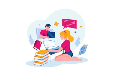 student with books and book in the background vector illustration design