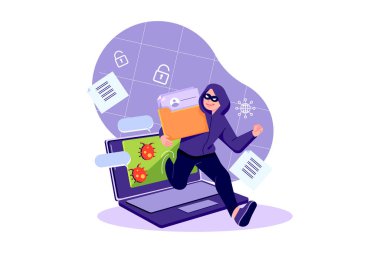 Akıllı telefon ve dizüstü bilgisayarı olan online alışveriş vektörü çizimi olan bir kadın.