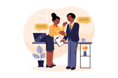 Belgeleri olan iş adamları ve akıllı telefon vektör illüstrasyon tasarımı