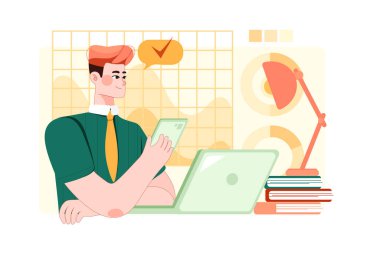 iş zamanı yönetimi, sembol vektör illüstrasyon tasarımı