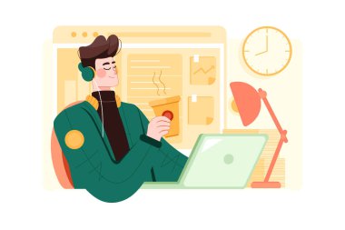 iş zamanı yönetimi, sembol vektör illüstrasyon tasarımı