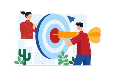 Vektör illüstrasyonu, çevrimiçi iş dünyası, insanlar, iş stratejisi