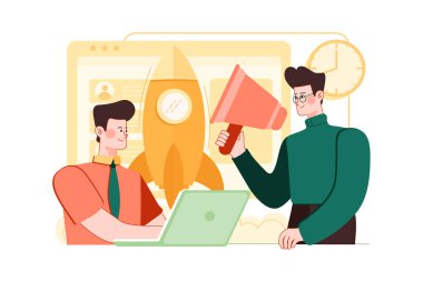 İş Aktiviteleri Çizim Konsepti. Düz illüstrasyon beyaz arkaplanda izole edildi